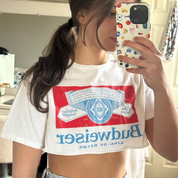 Budweiser Red and Blue Graphic Crop Top - Picture 3 of 5